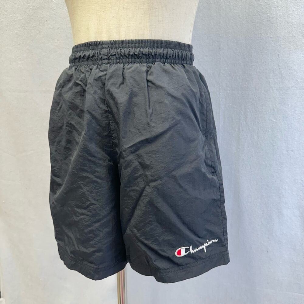 Champion‎ vintage 90s black nylon gym track shorts pockets mesh lined size small - Picture 10 of 14